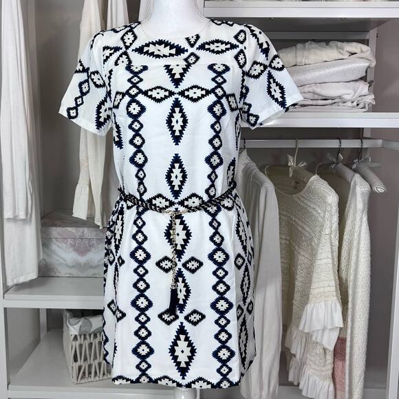 CALS mini dress. sz. Small Black & blue Graphic pattern gold chain belt. #0592 - Picture 1 of 9